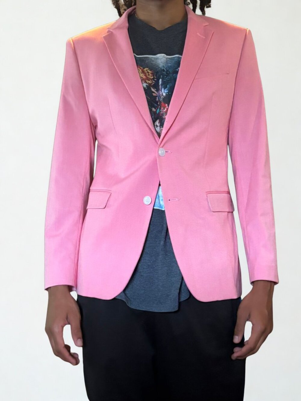 Modern Slim Fit Pastel Pink Two-Button Blazer Suit Jacket 38 R